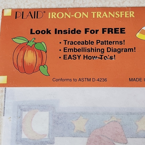 VTG NWT Plaid Brand Cat And Pumpkin No-Sew Transfer - Picture 4 of 6